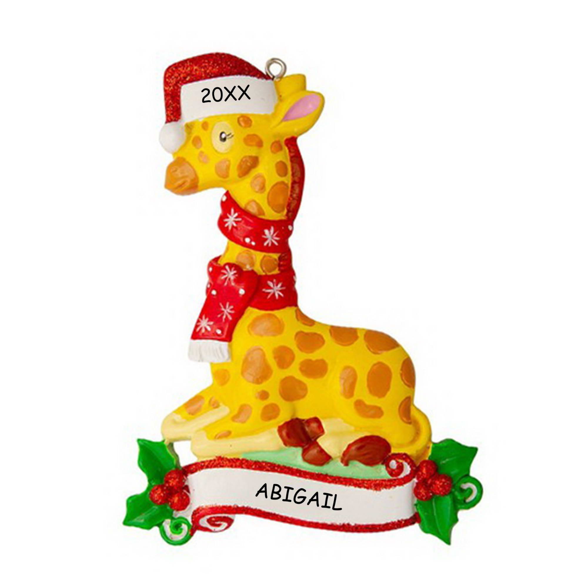 Personalized Giraffe Kids Christmas Ornament