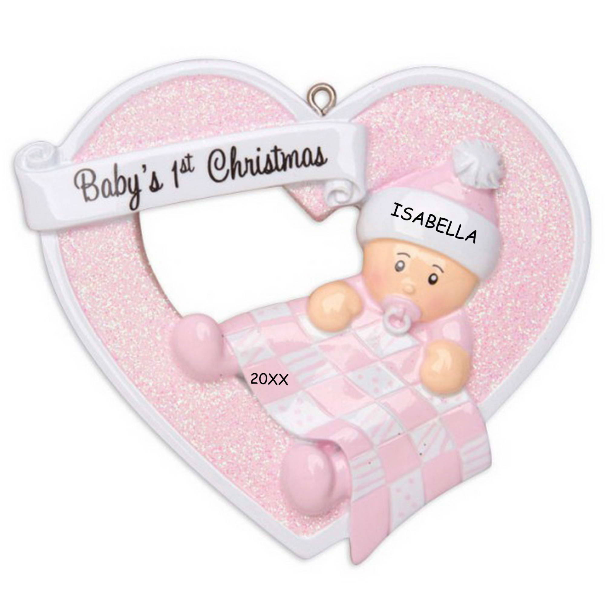 Personalized Heartily Yours Baby's First Christmas Ornament - Girl