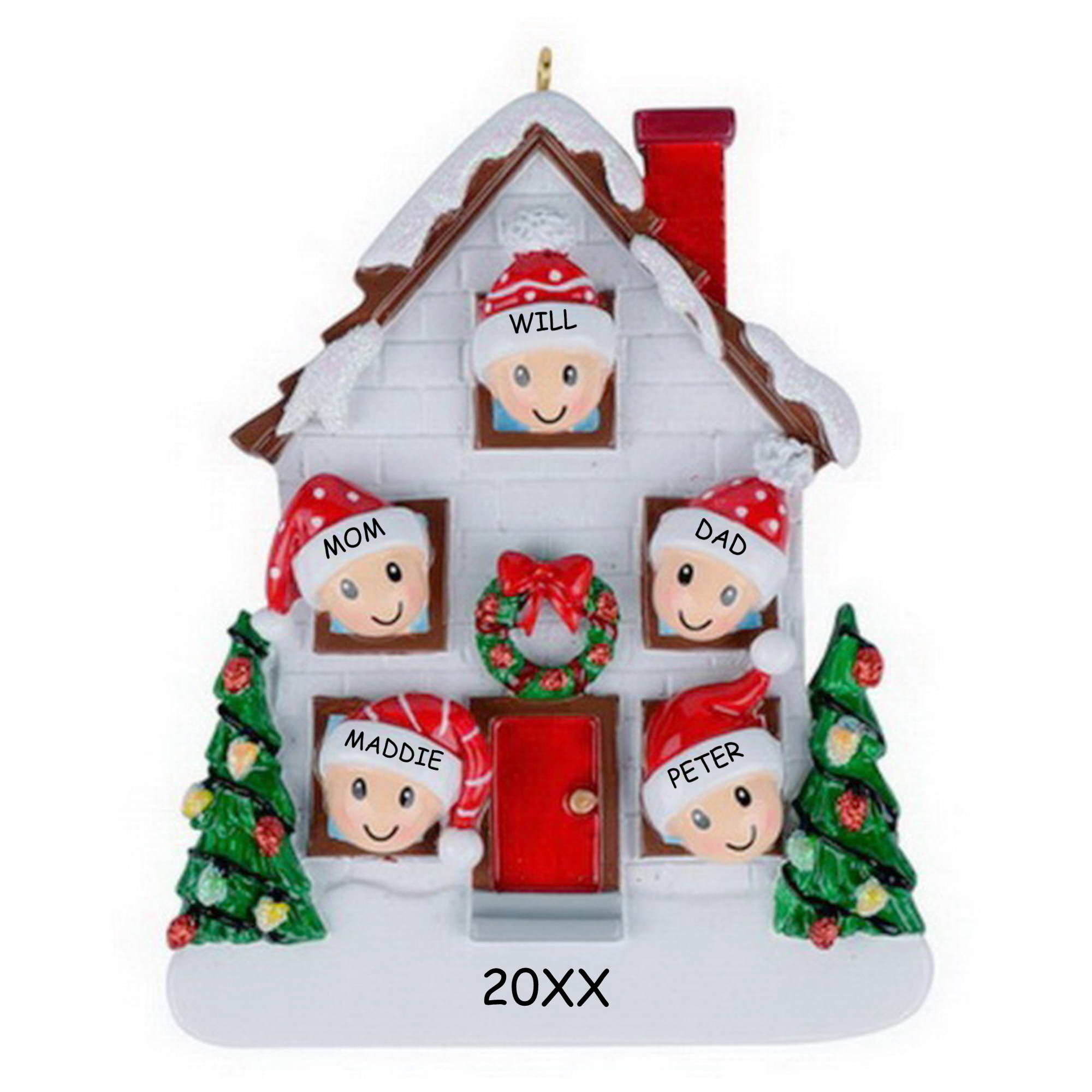 Personalized Home For Christmas Family Ornament - Family of 5