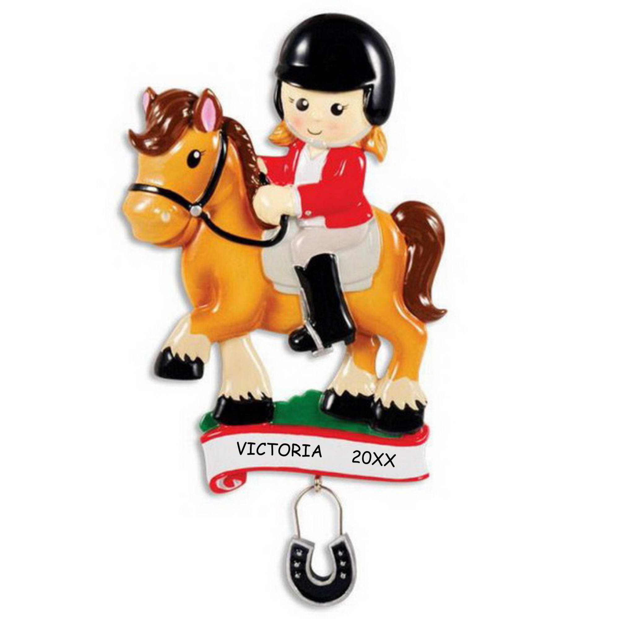 Personalized Horse Rider Kids Christmas Ornament