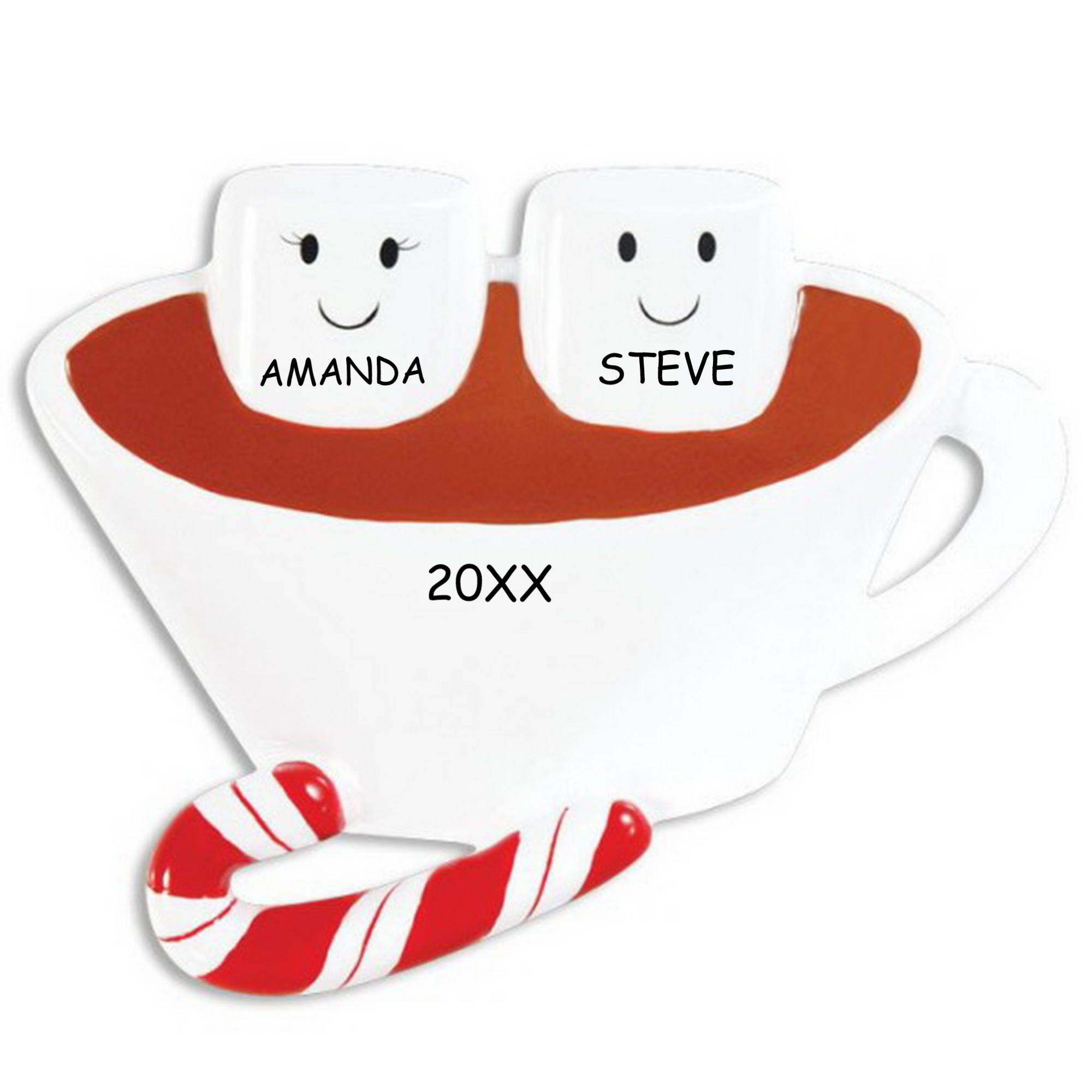 Personalized Hot Chocolate and Marshmallow Couples Christmas Ornament