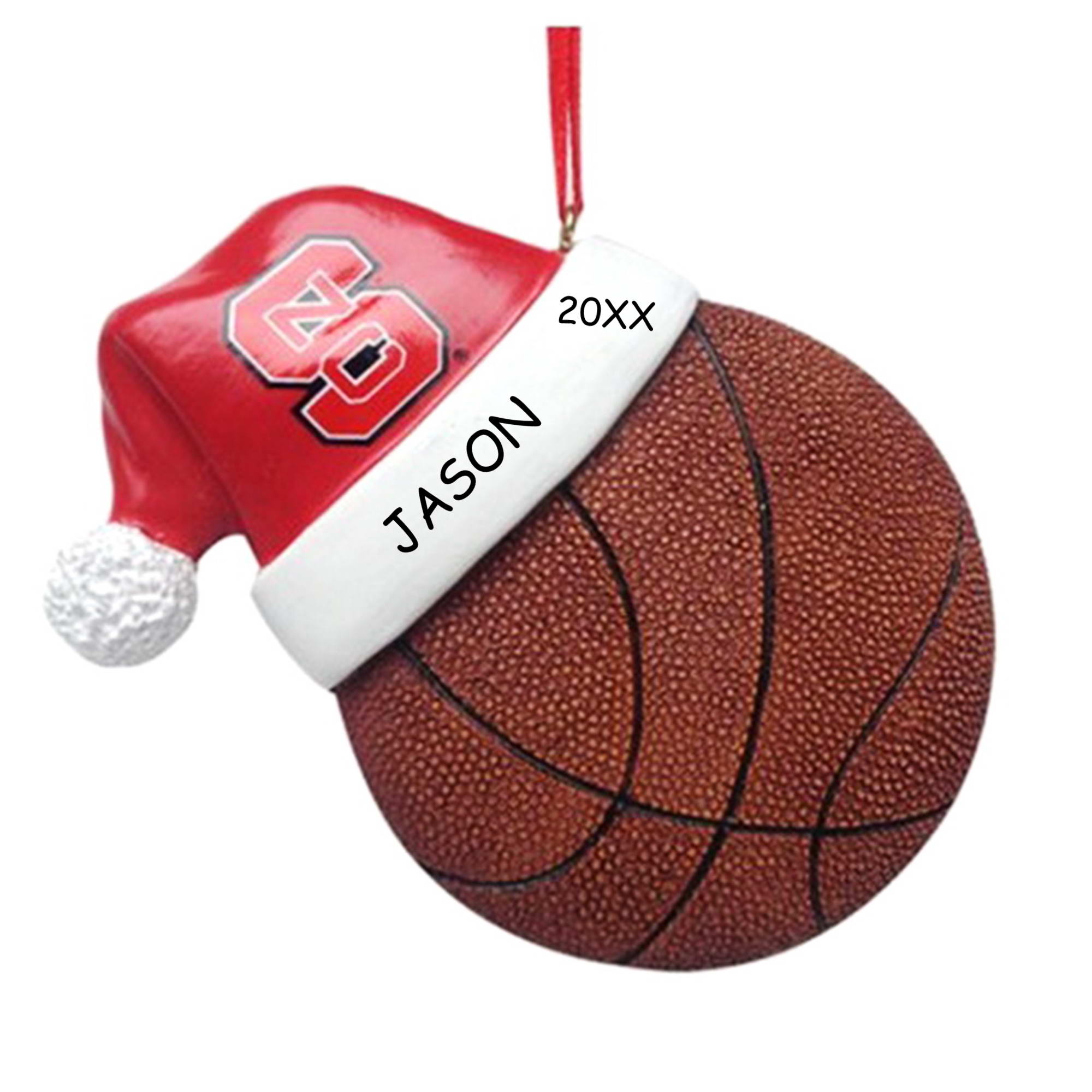 Personalized Licensed Collegiate Basketball Sports Christmas Ornament - NC State