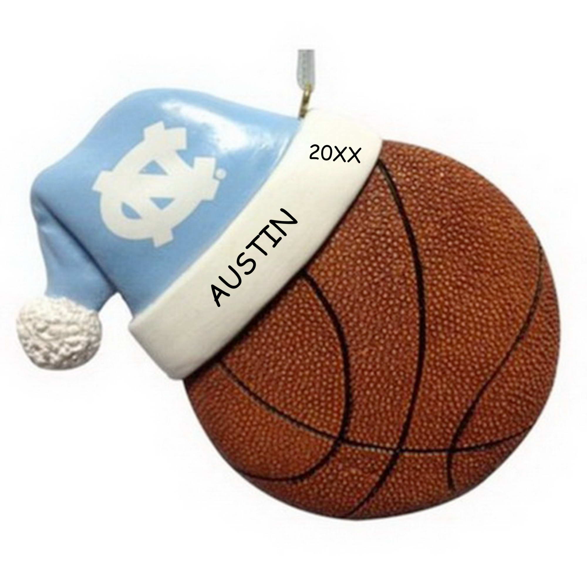 Personalized Licensed Collegiate Basketball Sports Christmas Ornament - University of North Carolina