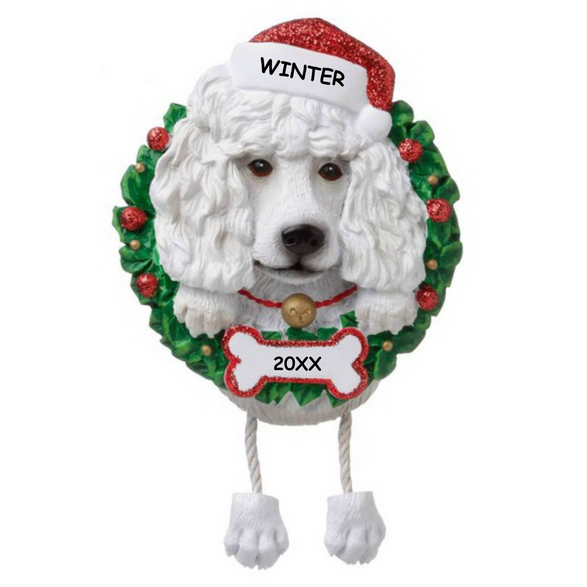 Personalized Pet Dog Christmas Ornament - White Poodle