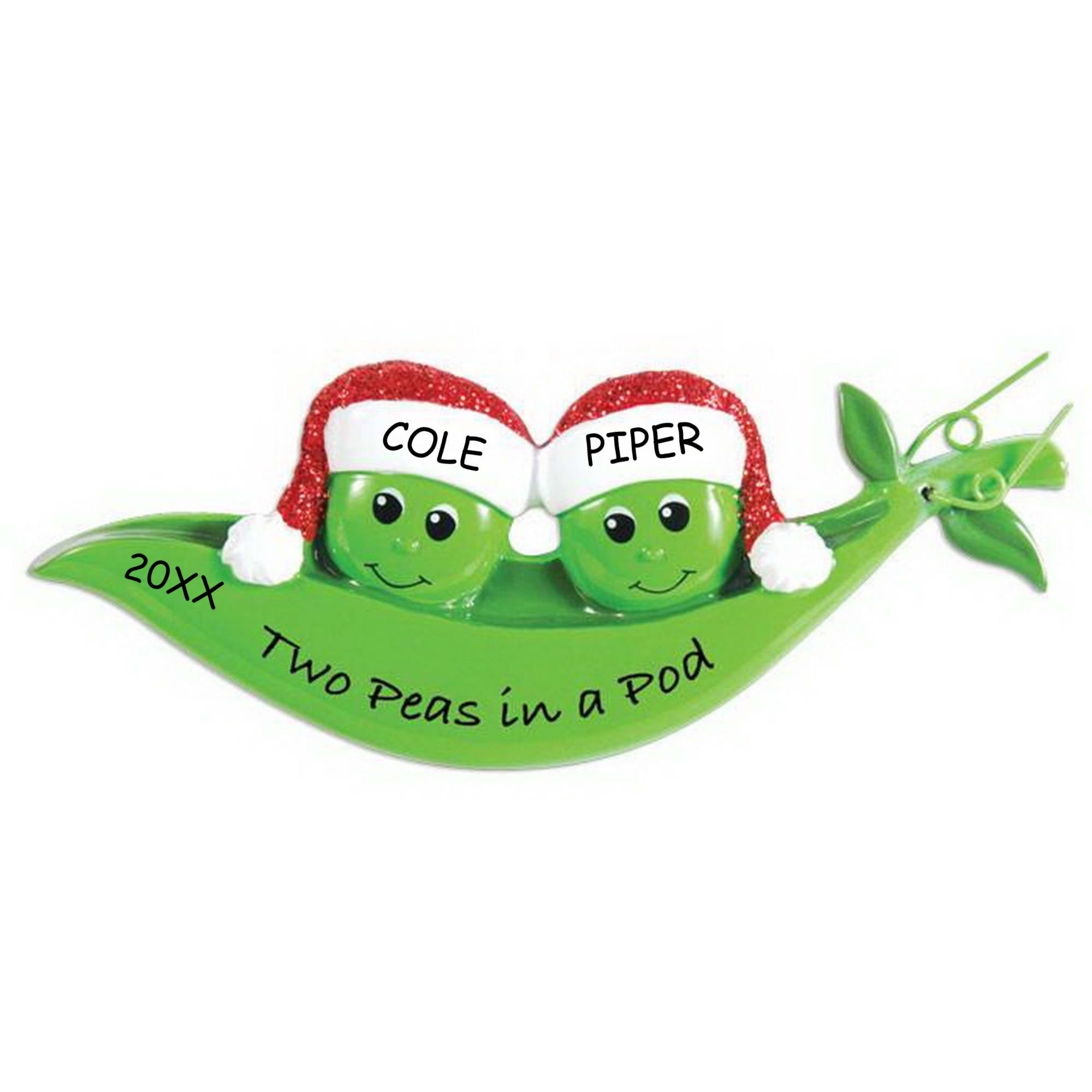 Personalized Two Peas in a Pod Couples Christmas Ornament