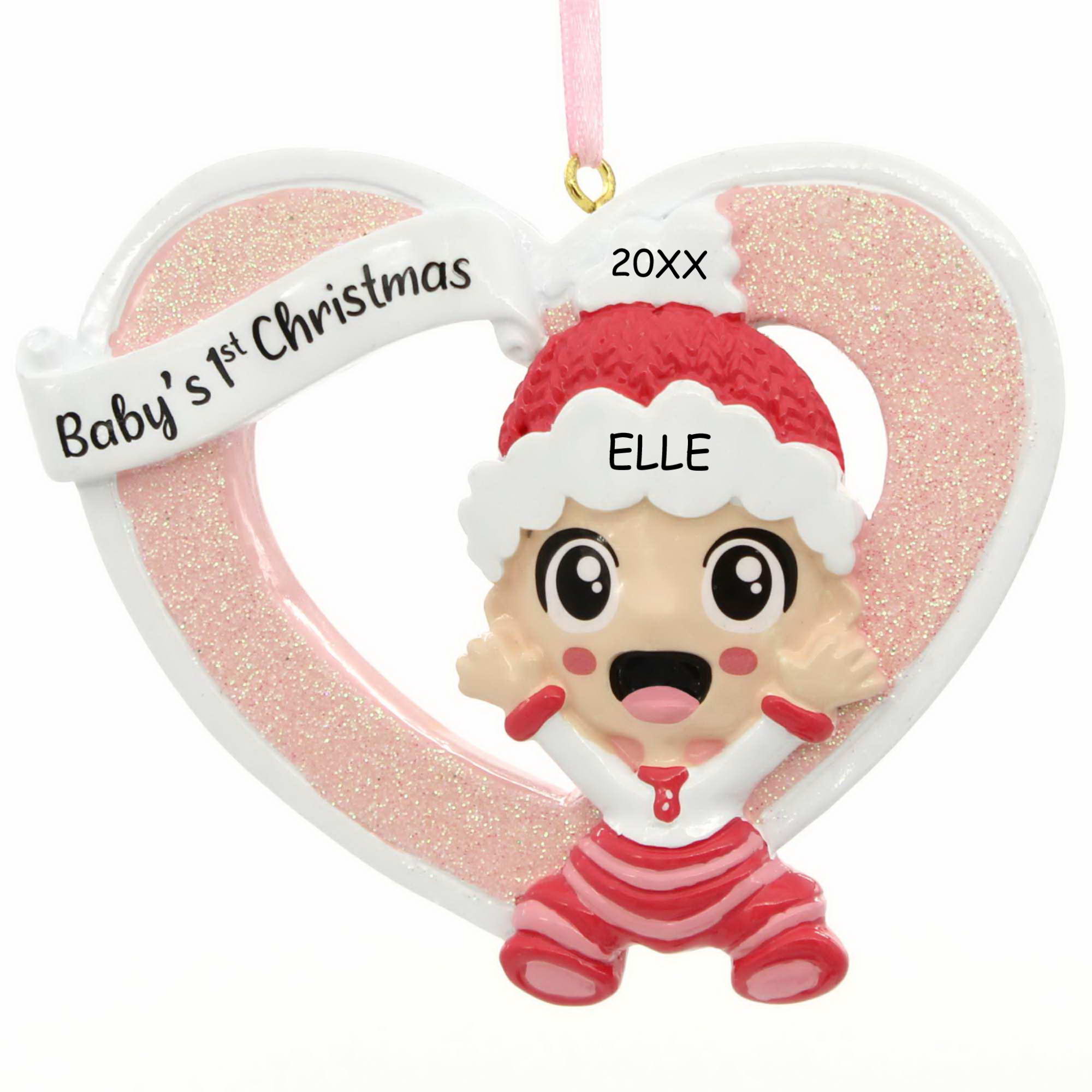 Personalized Dibsies Big Hugs and Kisses Baby's First Christmas Ornament - Girl