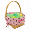 Personalized Woodchip Easter Basket with Custom Designed Liners  - Pink with Chocolate Polka Dots