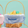 Personalized Woodchip Easter Basket with Custom Designed Liners  - Blue Gingham