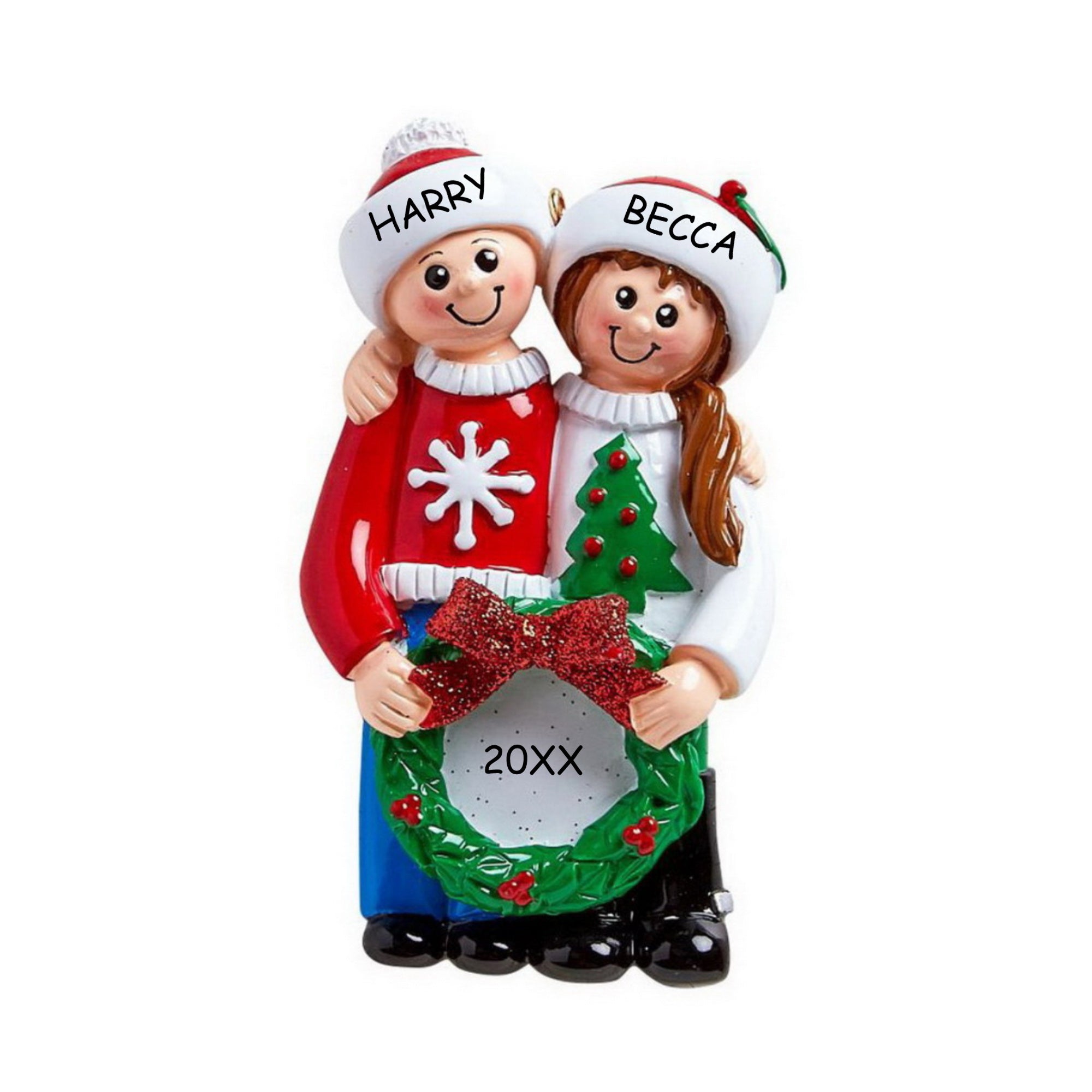 Personalized Ugly Sweater Couples Christmas Ornament