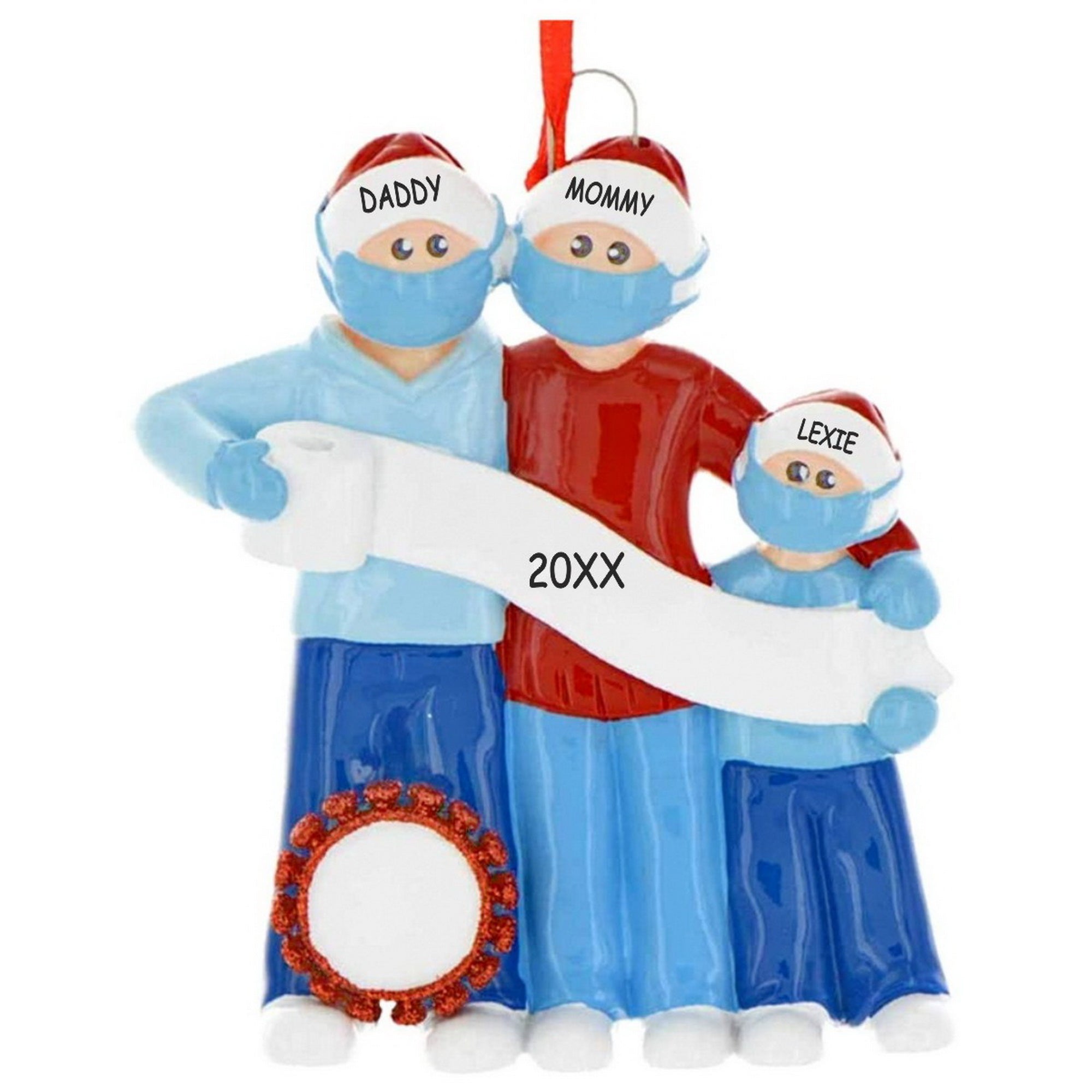 Personalized Pandemic TP Family Christmas Ornament - Family of 3