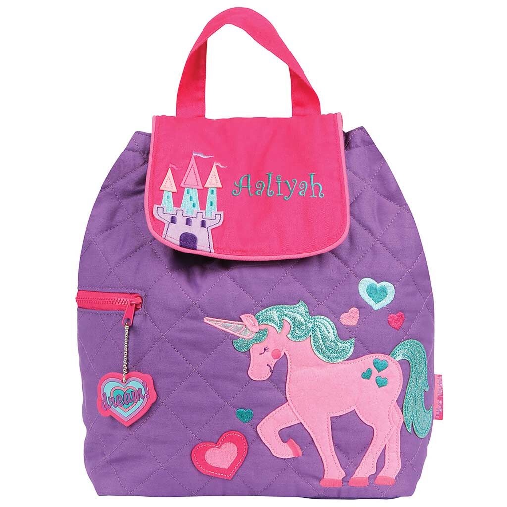 Personalized Embroidered Unicorn Quilted Backpack