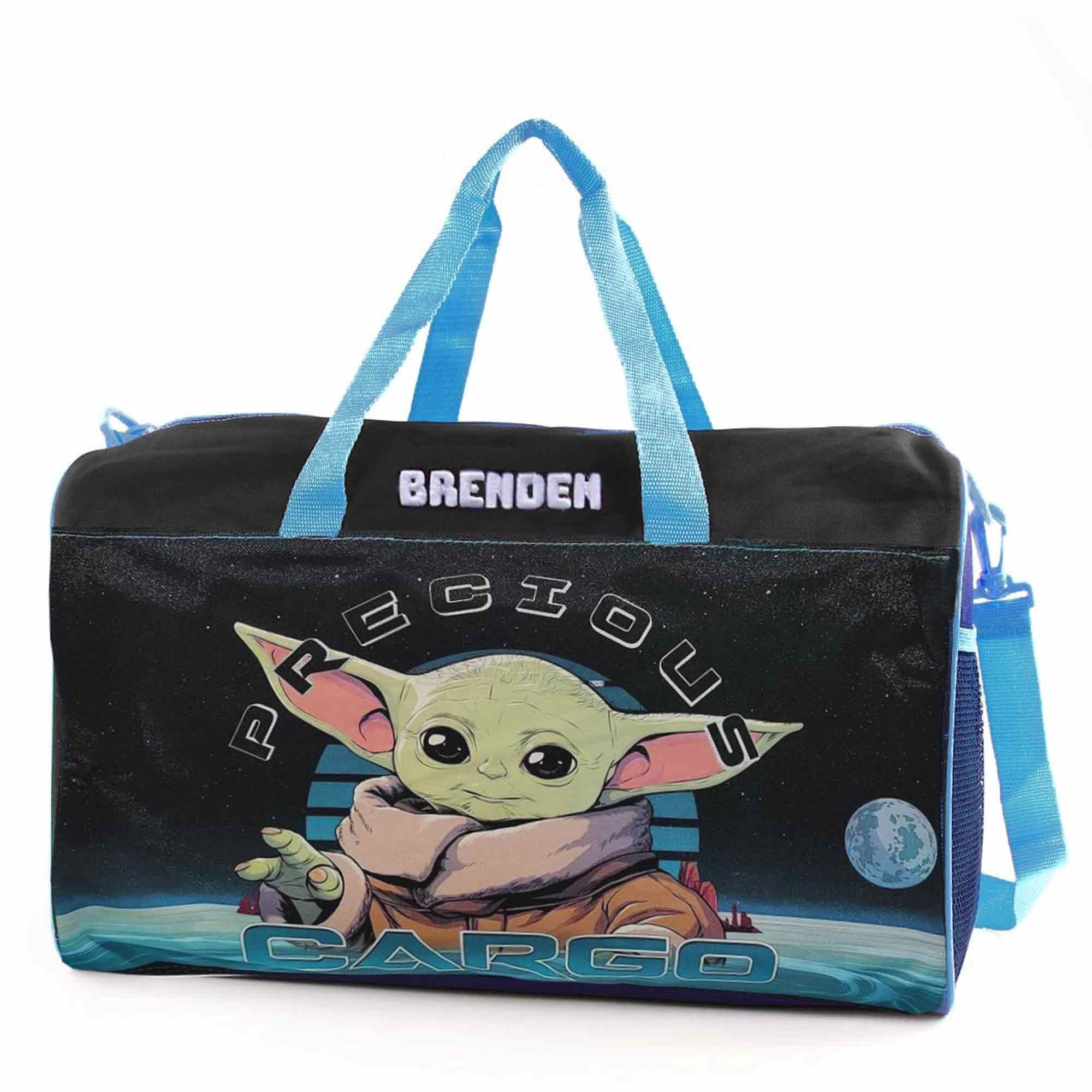 Personalized Mandalorian Baby Yoda Kids Travel Duffel Bag - 15"