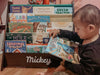 Personalized Dibsies Kids Bookshelf - Espresso with Primary Fabric