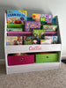 Personalized Dibsies Kids Bookshelf With Storage - White with Pastel Fabric