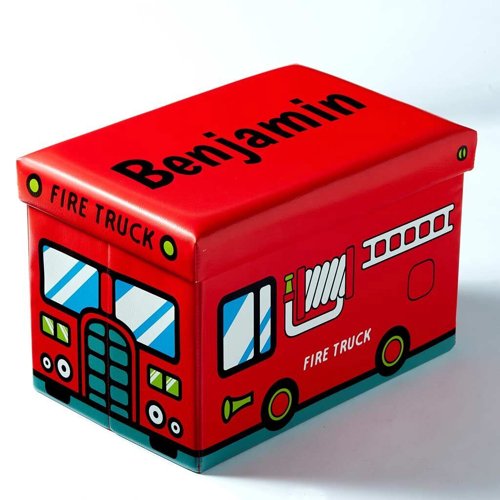 Dibsies Personalized Collapsible Junior Toy Box - Fire Truck